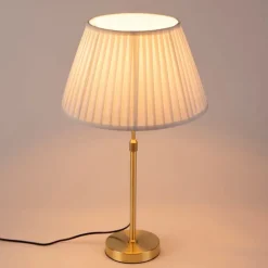 Tafellamp goud/messing met plisse kap crème 35 cm - Parte