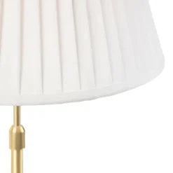 Tafellamp goud/messing met plisse kap crème 35 cm - Parte