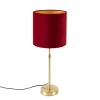 Tafellamp goud/messing met velours kap rood 25 cm - Parte