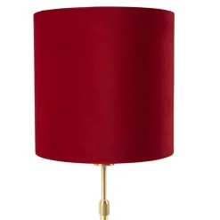 Tafellamp goud/messing met velours kap rood 25 cm - Parte