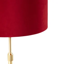 Tafellamp goud/messing met velours kap rood 25 cm - Parte