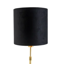 Tafellamp goud/messing met velours kap zwart 25 cm - Parte