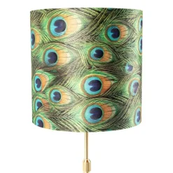 Tafellamp goud/messing met velours kap pauw 25 cm - Parte