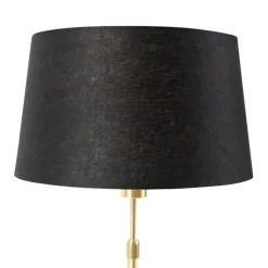 Tafellamp goud/messing met linnen kap zwart 35 cm - Parte