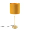 Tafellamp goud/messing met velours kap geel 25 cm - Parte