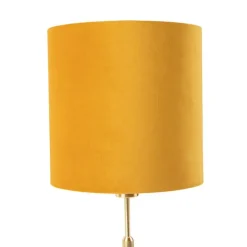 Tafellamp goud/messing met velours kap geel 25 cm - Parte