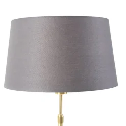 Tafellamp goud/messing met linnen kap grijs 35 cm - Parte