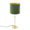 Tafellamp goud/messing met velours kap groen 25 cm - Parte