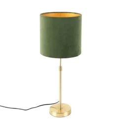 Tafellamp goud/messing met velours kap groen 25 cm - Parte