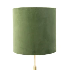 Tafellamp goud/messing met velours kap groen 25 cm - Parte