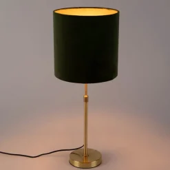 Tafellamp goud/messing met velours kap groen 25 cm - Parte