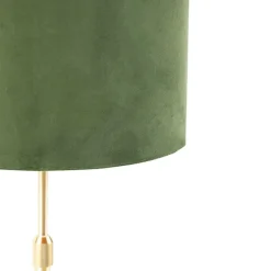 Tafellamp goud/messing met velours kap groen 25 cm - Parte