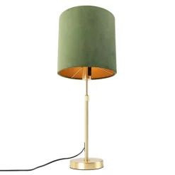 Tafellamp goud/messing met velours kap groen 25 cm - Parte