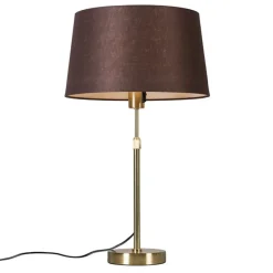 Tafellamp goud/messing met kap bruin 35 cm verstelbaar - Parte