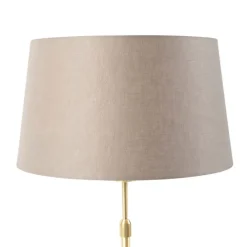 Tafellamp goud/messing met linnen kap taupe 35 cm - Parte