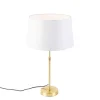 Tafellamp goud/messing met linnen kap wit 35 cm - Parte