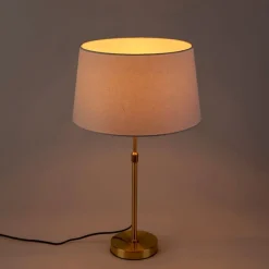 Tafellamp goud/messing met linnen kap wit 35 cm - Parte
