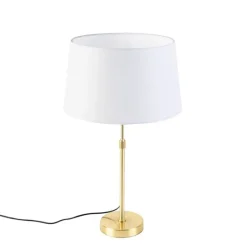 Tafellamp goud/messing met linnen kap wit 35 cm - Parte