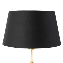 Tafellamp goud/messing met kap zwart met goud 32 cm - Parte