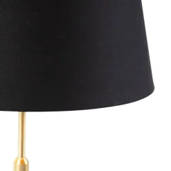Tafellamp goud/messing met kap zwart met goud 32 cm - Parte