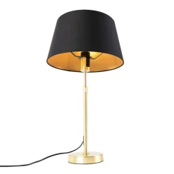 Tafellamp goud/messing met kap zwart met goud 32 cm - Parte