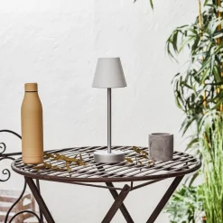 Tafellamp grijs incl. LED oplaadbaar met touch dimmer - Renata