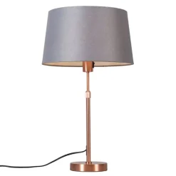 Tafellamp koper met kap grijs 35 cm verstelbaar - Parte