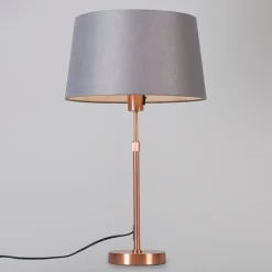 Tafellamp koper met kap grijs 35 cm verstelbaar - Parte