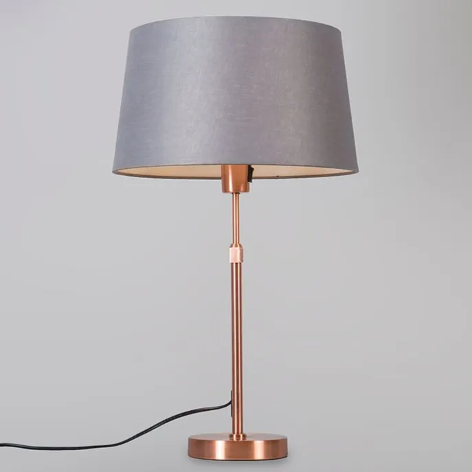 Tafellamp koper met kap grijs 35 cm verstelbaar - Parte