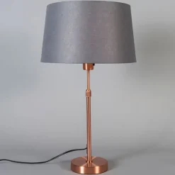 Tafellamp koper met kap grijs 35 cm verstelbaar - Parte