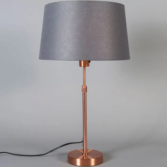 Tafellamp koper met kap grijs 35 cm verstelbaar - Parte