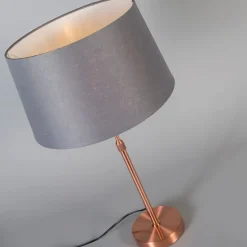 Tafellamp koper met kap grijs 35 cm verstelbaar - Parte