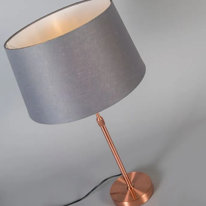 Tafellamp koper met kap grijs 35 cm verstelbaar - Parte