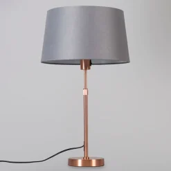 Tafellamp koper met kap grijs 35 cm verstelbaar - Parte