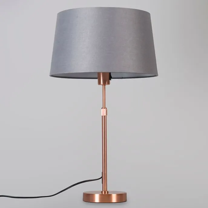 Tafellamp koper met kap grijs 35 cm verstelbaar - Parte