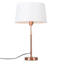 Tafellamp koper met kap wit 35 cm verstelbaar - Parte