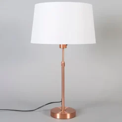 Tafellamp koper met kap wit 35 cm verstelbaar - Parte