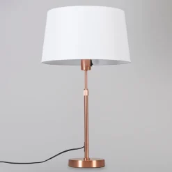 Tafellamp koper met kap wit 35 cm verstelbaar - Parte