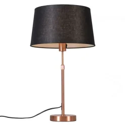Tafellamp koper met kap zwart 35 cm verstelbaar - Parte
