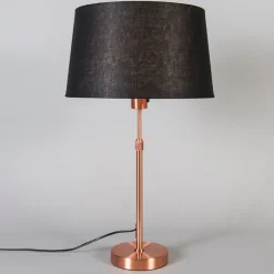 Tafellamp koper met kap zwart 35 cm verstelbaar - Parte