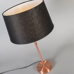 Tafellamp koper met kap zwart 35 cm verstelbaar - Parte