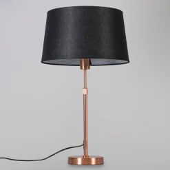 Tafellamp koper met kap zwart 35 cm verstelbaar - Parte