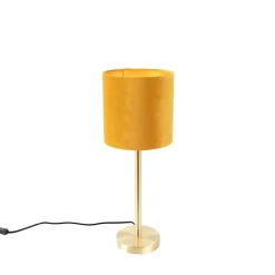 Tafellamp messing met gele kap 20 cm - Simplo