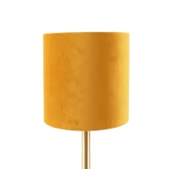 Tafellamp messing met gele kap 20 cm - Simplo