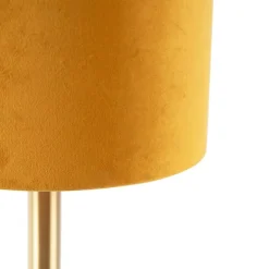 Tafellamp messing met gele kap 20 cm - Simplo