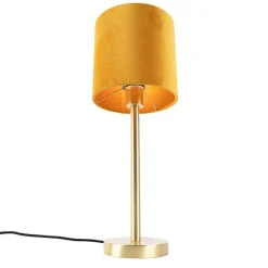 Tafellamp messing met gele kap 20 cm - Simplo
