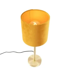 Tafellamp messing met gele kap 20 cm - Simplo