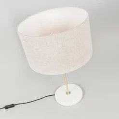 Tafellamp messing met grijze kap 35 cm - Kaso