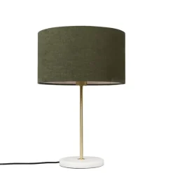 Tafellamp messing met groene kap 35 cm - Kaso
