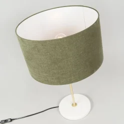 Tafellamp messing met groene kap 35 cm - Kaso